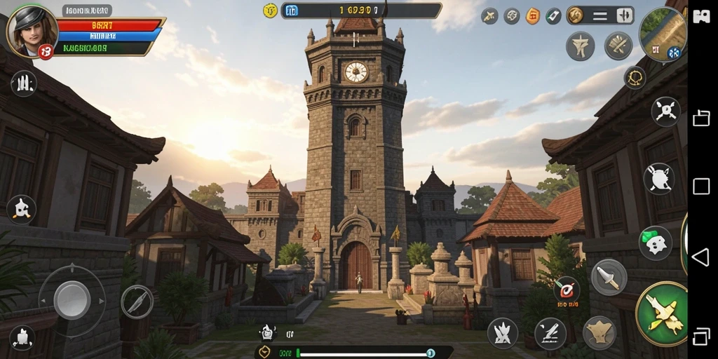 Menampilkan aksi seru pertahanan menara dalam gameplay 6RT.