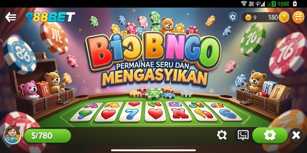 Screenshot gameplay Bingo 988BET yang menampilkan suasana seru dan interaktif.