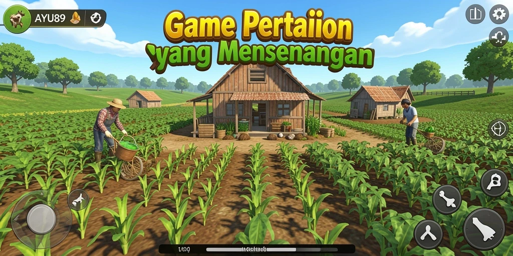 Tampilan gameplay AYU89 yang memikat dengan ladang pertanian yang subur.