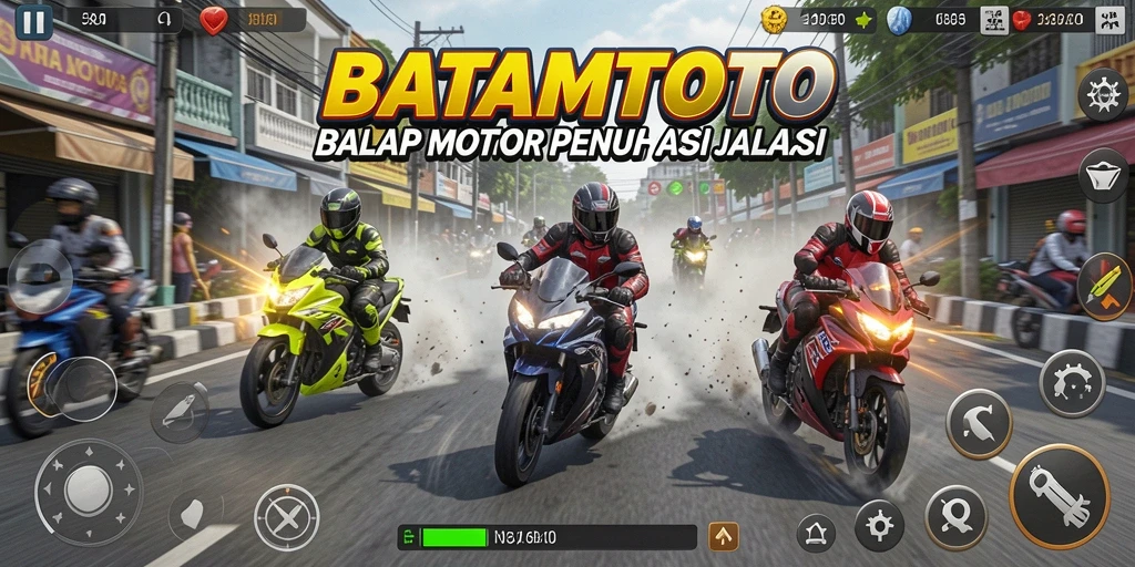 Tampilan gameplay seru balapan motor di BATAMTOTO.