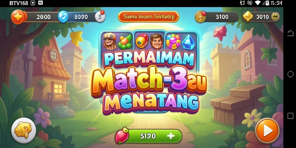 Screenshot gameplay BTV168 menampilkan aksi seru permainan Match-3.