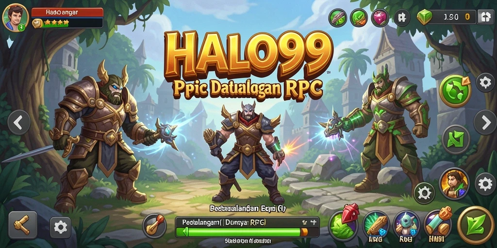 Tangkapan layar dari gameplay HALO99 menampilkan aksi petualangan RPG.