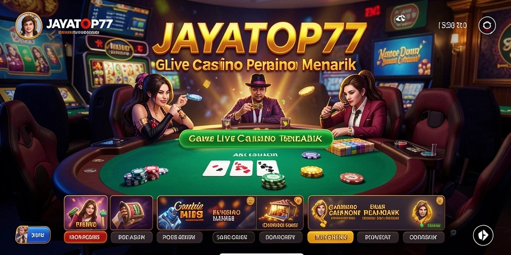 Screenshot JAYATOP77 menampilkan dealer langsung dan permainan yang mendebarkan.