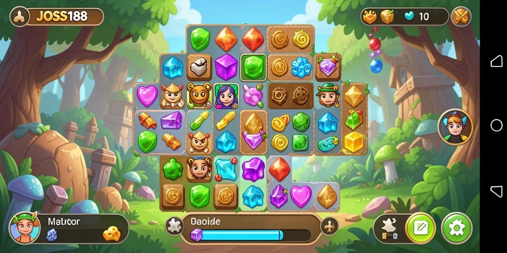 Gameplay JOSS188 menunjukkan kombinasi objek berwarna-warni yang menyenangkan.