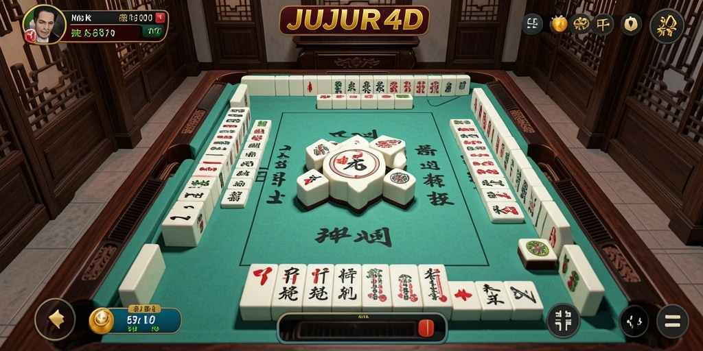 Tangkapan layar gameplay JUJUR4D yang menunjukkan keseruan bermain Mahjong.