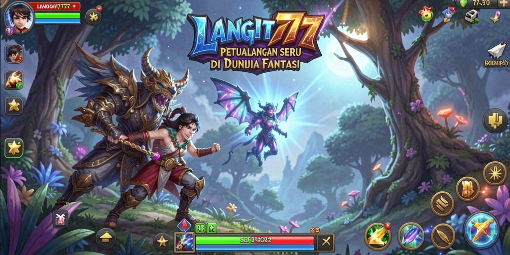 Screenshot utama LANGIT777 menampilkan aksi seru di dunia fantasi.