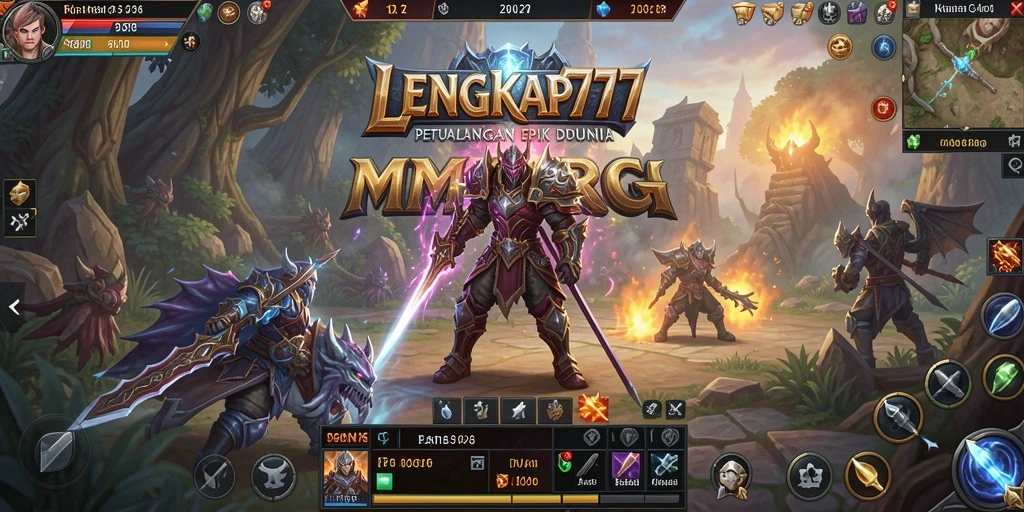Tampilan gameplay <strong>LENGKAP777</strong> yang epik dan penuh tantangan dalam petualangan MMORPG.