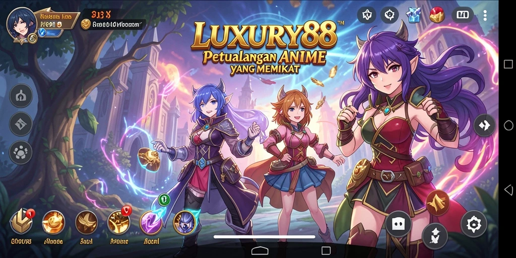 Tampilan gameplay LUXURY88 yang penuh aksi dan warna.
