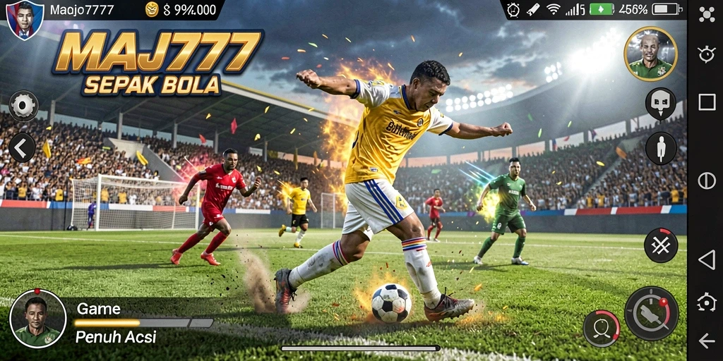 Tampilan gameplay sepak bola yang mendebarkan dan grafis menawan.