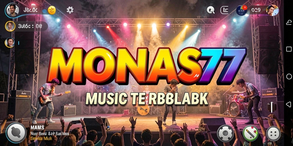 Tampilan gameplay MONAS77 menampilkan keseruan bermain musik.