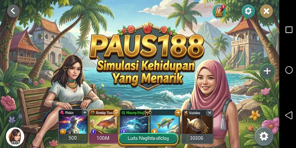 Tampilan gameplay PAUS188 yang menampilkan simulasi kehidupan sehari-hari.