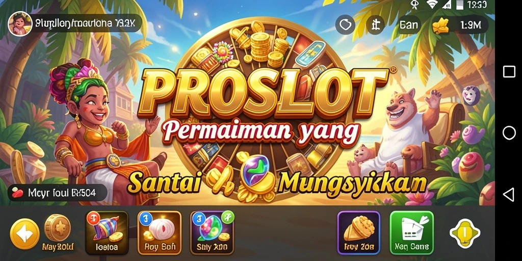 Screenshot PROSLOT menampilkan keseruan gameplay yang penuh warna.