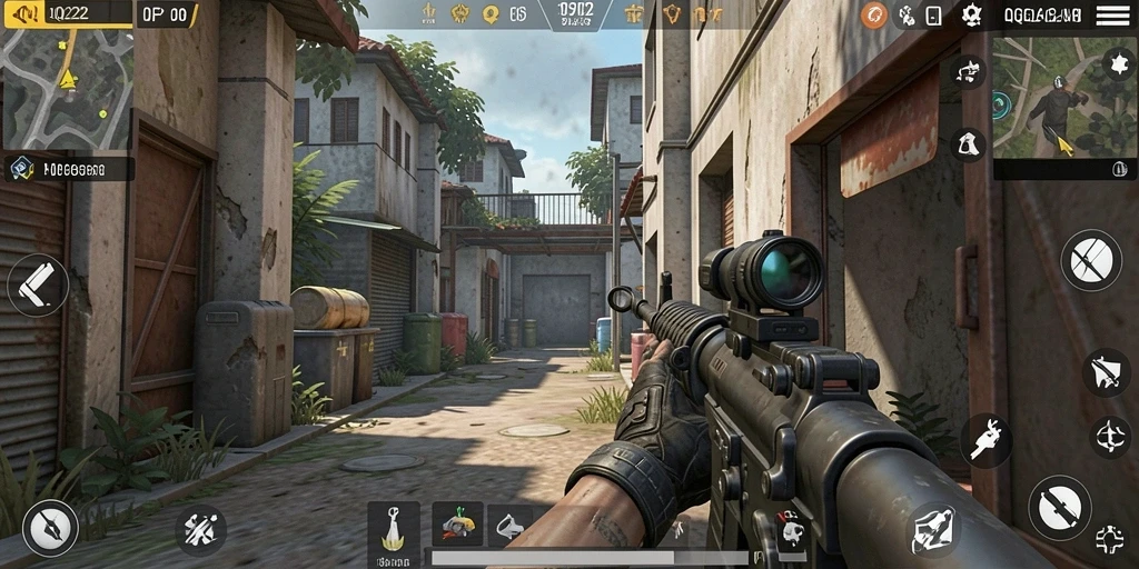Screenshot gameplay QQ222 menampilkan aksi tembak-menembak intens.