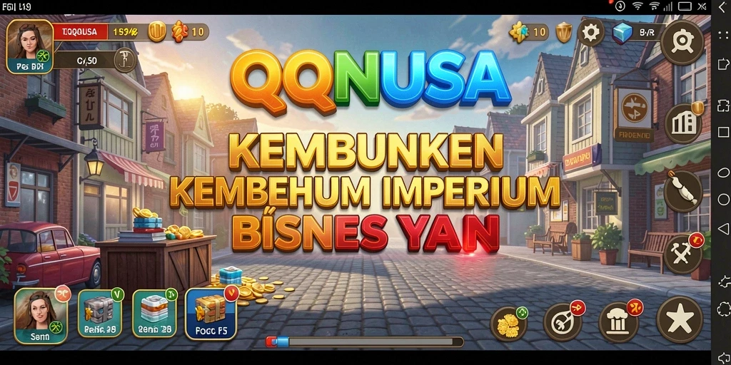 Tampilan gameplay <strong>QQNUSA</strong> yang menakjubkan dengan elemen manajemen bisnis.