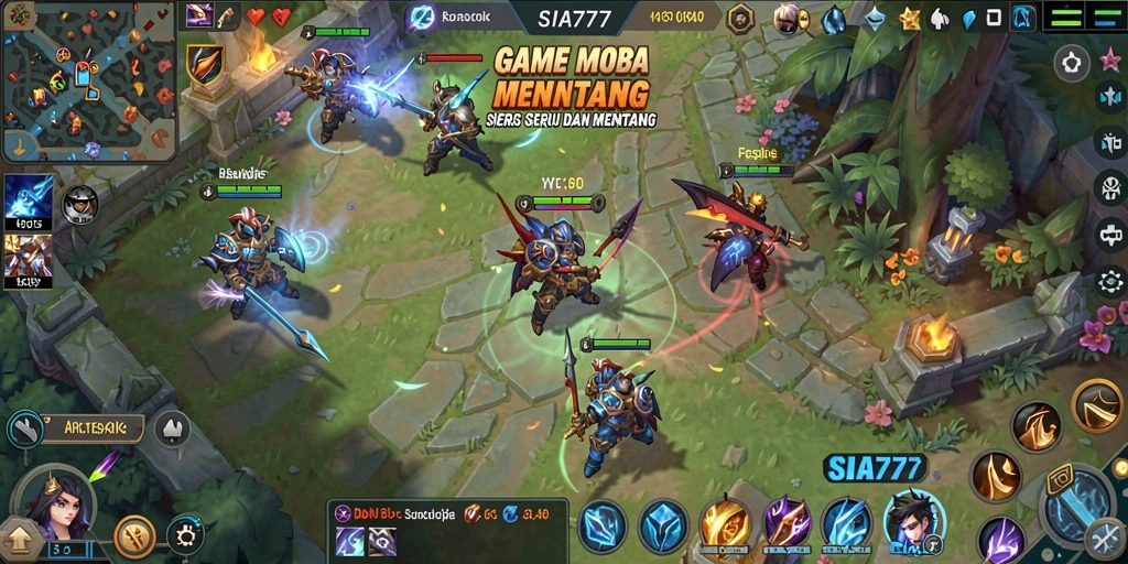 Tampilan gameplay seru dalam SIA777 dengan aksi pertarungan tim yang mendebarkan.