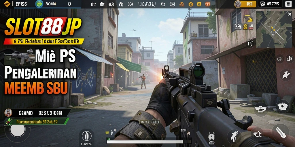 Tampilan gameplay SLOT88JP dengan aksi tembak-menembak yang mendebarkan.