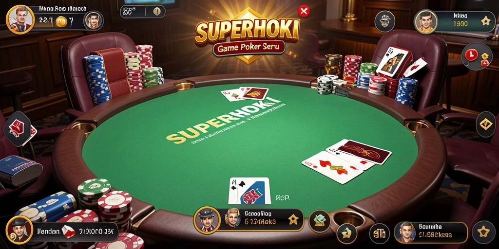 Tampilan gameplay Poker yang menegangkan di SUPERHOKI.