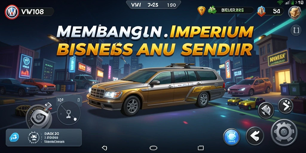 Screenshot VW108 menampilkan aksi membangun bisnis yang dinamis dan penuh strategi.