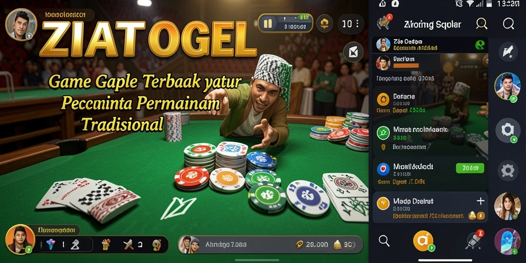 Screenshot gameplay ZIATOGEL yang menunjukkan interaksi pemain dalam permainan Gaple.