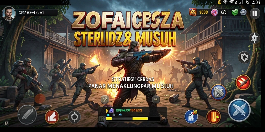Skrinsut gameplay ZOFAZA yang menunjukkan pertempuran strategi intens.